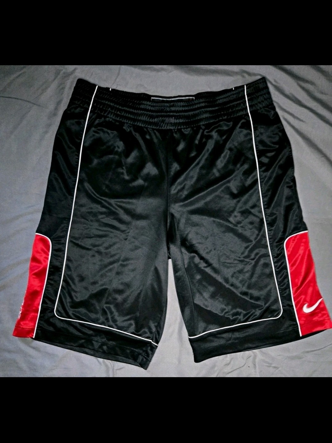 Vintage Y2k Nike Elite Basketball Shorts Black Red Size Large Drawstring Waist